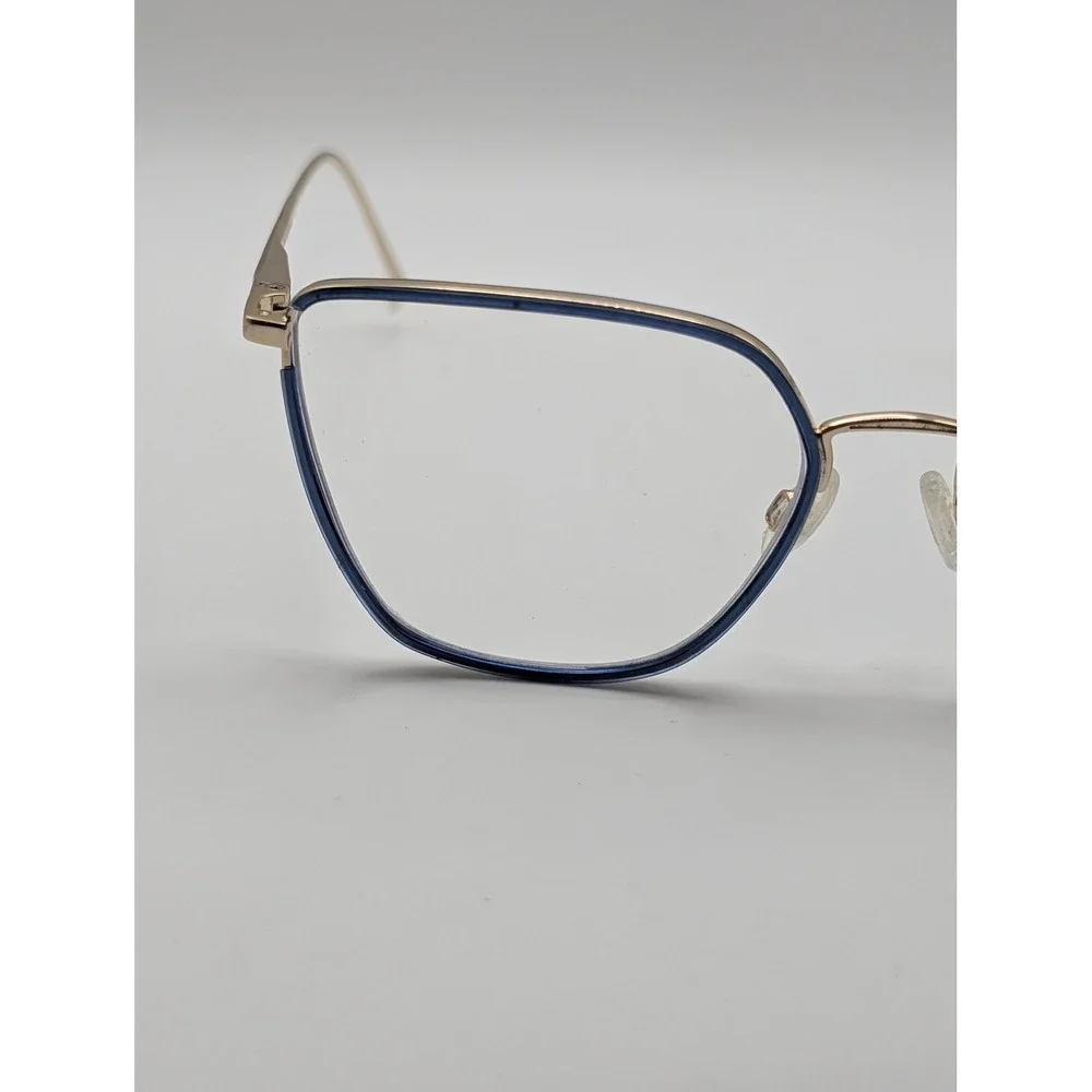 Rag & Bone RNB3028 Blue Gold Eyeglasses Frames Only 55-17 Geometric Metal Womens